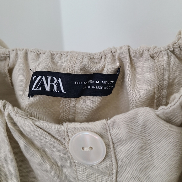 ZARA Linen&Cotton Off-shoulder Crop Top - Picture 4 of 6